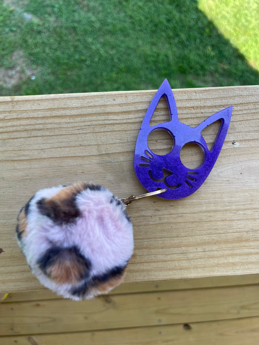 Small Purple Cat Keychain