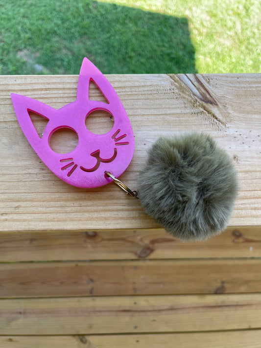 Large Pink Cat Keychain