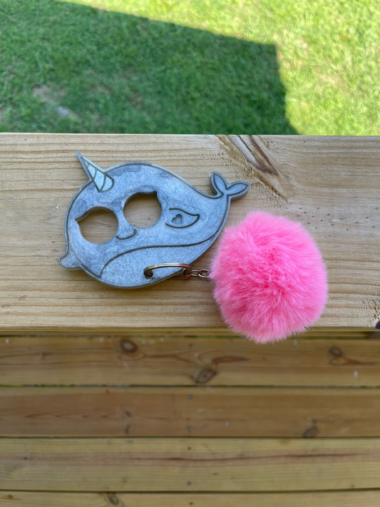 Large Gray Narwhal Keychain