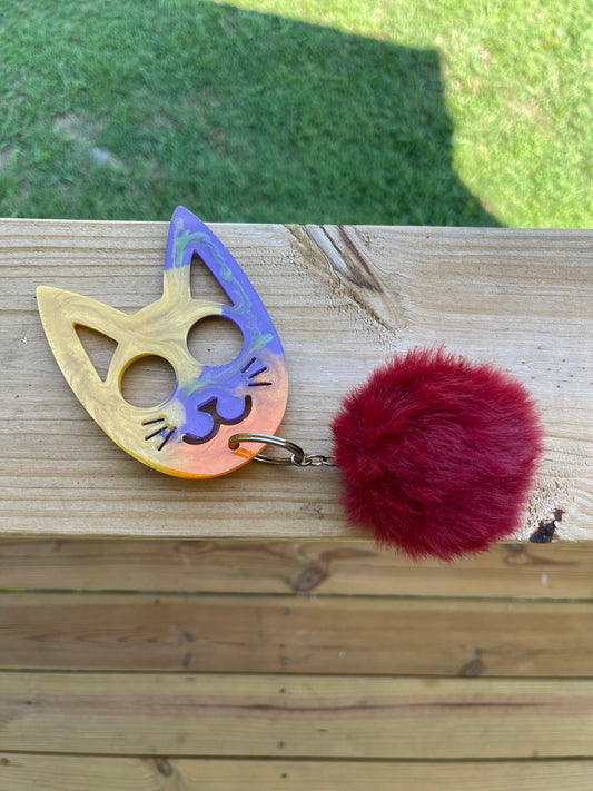 Large Multicolored Cat Keychain