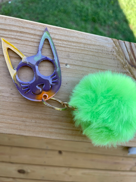 Multicolored Small Cat Keychain